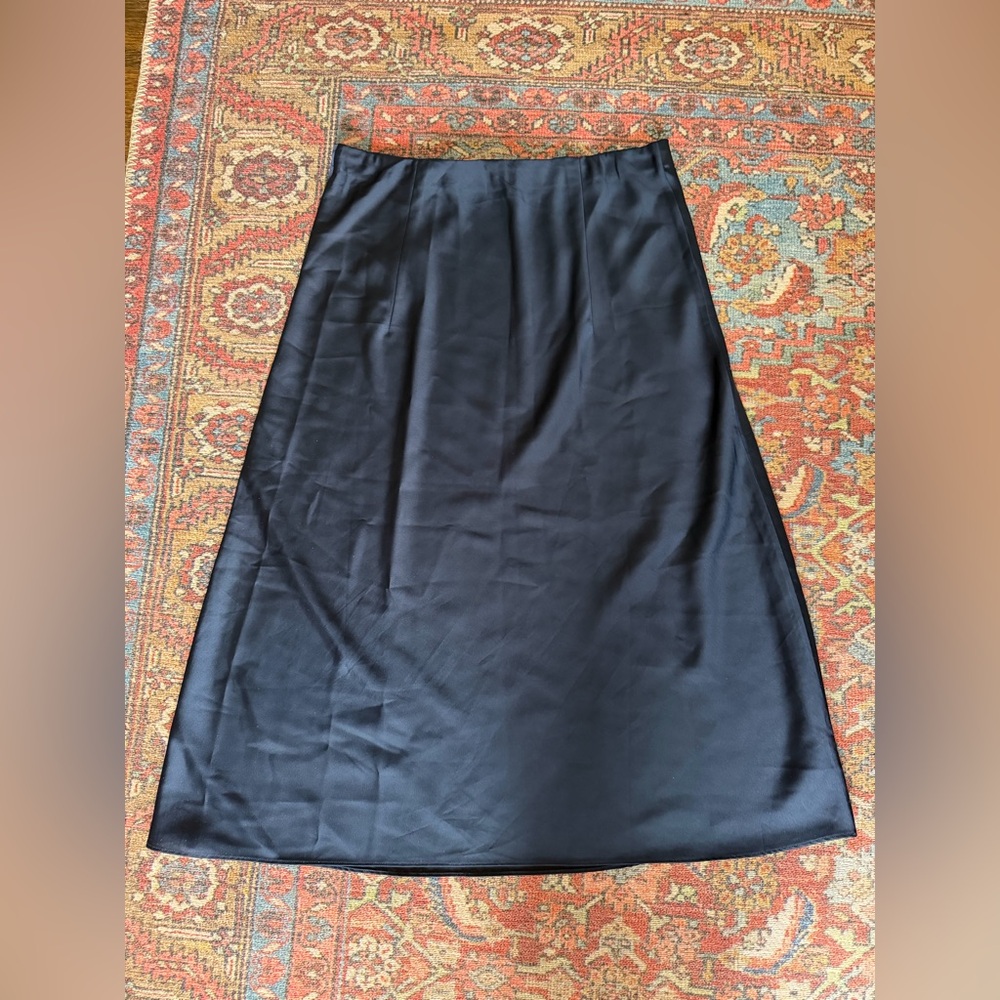 J. Crew Classic Navy A-Line Satin Skirt